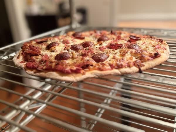 Sourdough pizza with crispy crust